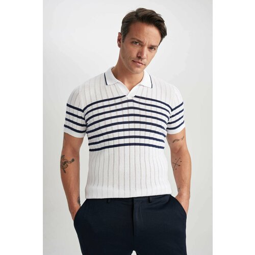 Defacto Slim Fit Polo Neck Striped Short Sleeve Knitwear T-Shirt Cene