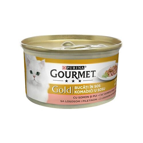 Gourmet hrana za mačke gold piletina i losos 85g Slike
