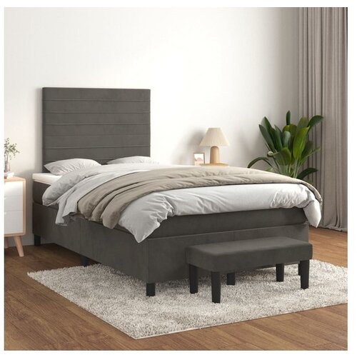 Box spring postelja z vzmetnico temno siva 120x200 cm žamet Cene