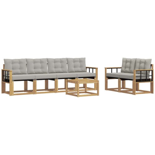 vidaXL Zunanja garnitura za sedenje 7 pcs Bela in svetlo siva, (5000271985) Cene
