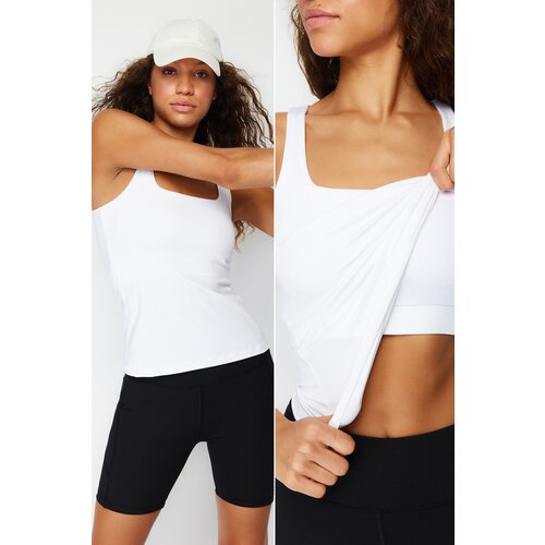 Trendyol White Recovery 2 Layers With Pad Inside Sports Bra Square Collar Knitted Sports Top/Blouse Cene
