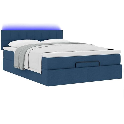 VidaXL otomanski okvir kreveta s madracem plavi 140x200cm od tkanine Slike