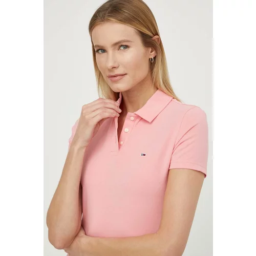 Tommy Jeans Polo majica za žene, boja: ružičasta