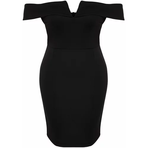 Trendyol Curve Black Double Layer Collar Detailed Knitted Dress