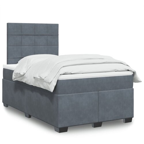 VidaXL Box spring krevet s madracem tamnosivi 120 x 200 cm bar&amp;scaron;unasti Slike