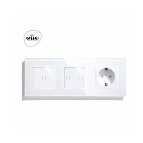 Wise modularni prekidači i utičnice – 3 tastera, 1 utičnica – stakleni panel beli Cene