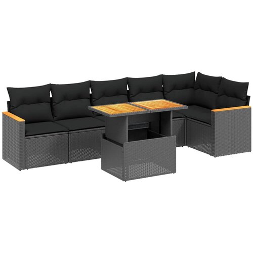 Maison Chic Seti vrtnega pohištva - Vrtna garnitura - Vrtni pohištvo set 7-delna z blazinami črn poli ratan, (21801400) Cene