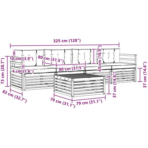  Set vanjskih sofa 5 pcs Bijela i antracit Čvrsto drvo akacije Slike