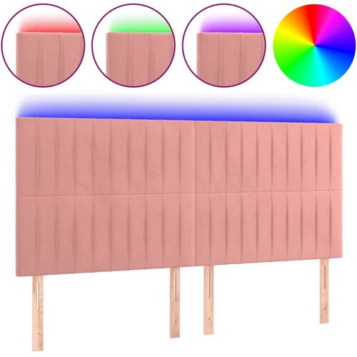 Maison Chic LED Posteljno vzglavje - Vzglavna omarica - Nočna omarica roza 200x5x118/128 cm žamet, (21711977) Cene