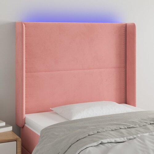  The Living Store LED posteljno vzglavje roza 83x16x118/128 cm žamet - LED Vzglavje, (21445605) Cene