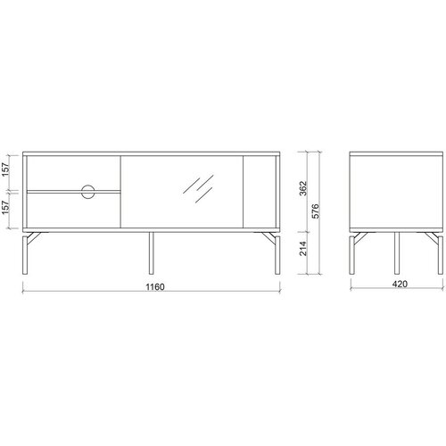 Noo.ma Črna TV omarica 116x55x42 cm Met Mini &amp;ndash; Slike