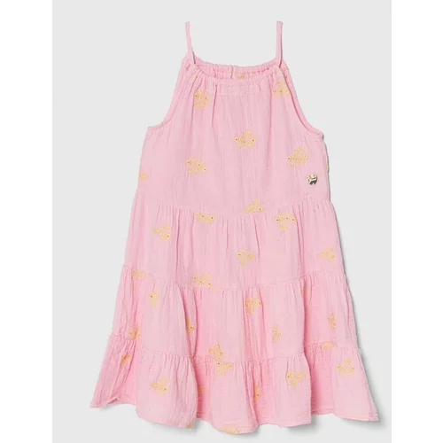 Guess Otroška bombažna obleka roza barva