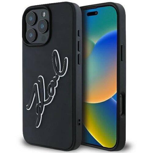 Karl Lagerfeld 3D GUMIJASTI OVITEK BICOLOR SIGNATURE ZA IPHONE 16 PRO - ČRN, (21899209) Cene