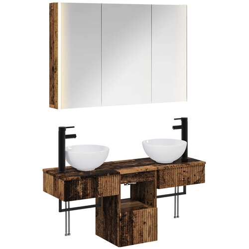  Set ormarića za kupaonicu 4 pcs Staro drvo 103,5 x 15,5 x 70 cm Cene