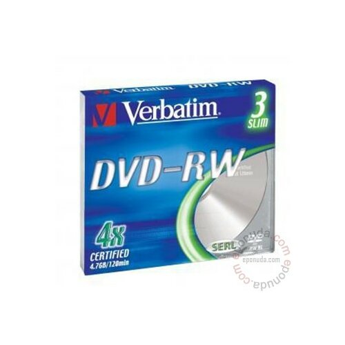 Verbatim DVD-RW 4X SC MattSilver (u kutiji) 43635 disk Slike