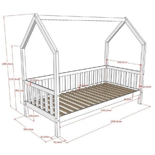Vipack Otro&amp;scaron;ka postelja iz masivnega bora v obliki hi&amp;scaron;ke z letvenim dnom 90x200 cm v naravni barvi Cabane &amp;ndash; Slike
