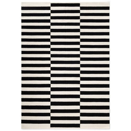 Hanse Home Črna/bela obojestranska ročno tkana volnena preproga 160x230 cm Donna – Cene
