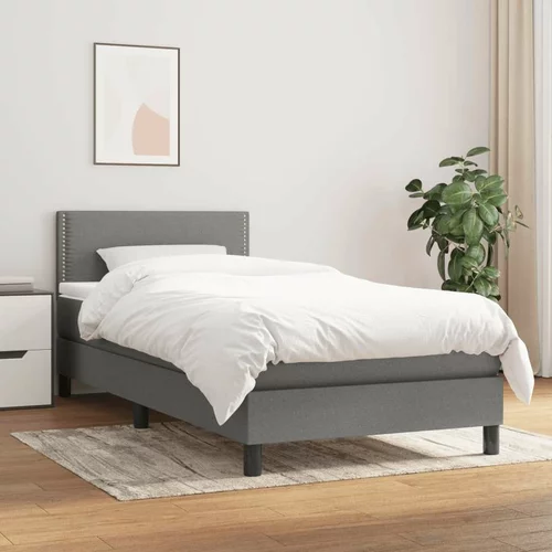  Box spring postelja z vzmetnico temno siva 90x190 cm blago, (20723927)