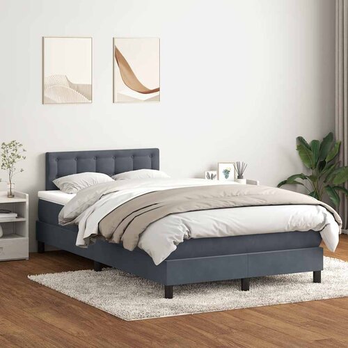 vidaXL Box Spring krevet s madracem tamno sivi 120x220 cm baršun Cene