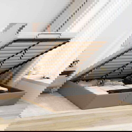 vidaXL Otomanski posteljni okvir brez vzmetnice kapučino 120x200 cm, (21610400) Cene