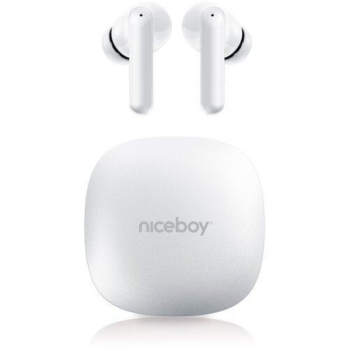 Niceboy pins 4 pro - bežične slu&amp;scaron;alice sa anc 380 mah + 2x 35 mah IP54 bela Slike