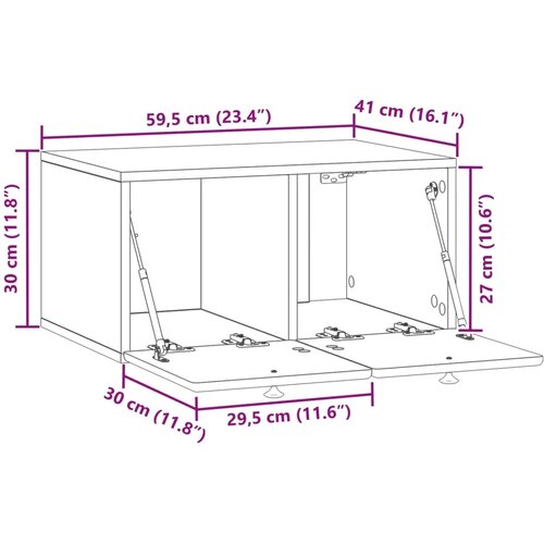  TV ormar za zid 59 5 x 41 x 30 cm Bijela Konstruirano drvo - Bijela 59 5 x 41 cm Slike