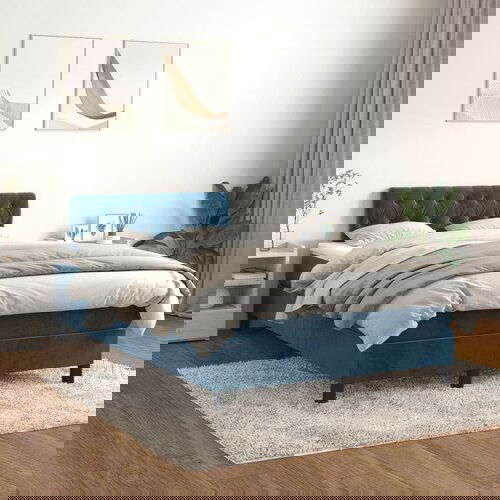 vidaXL Box spring krevet s madracem tamnoplavi 120 x 200 cm baršunasti Cijene