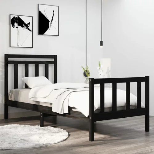  za krevet od masivnog drva crni 90 x 190 cm 3FT mali