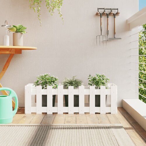 vidaXL Povišena vrtna gredica bijela 100x30x30 cm masivna borovina Cijene
