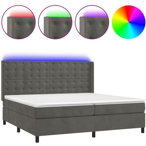 Maison Chic Box spring postelja - Vzmetna postelja z vzmetnico LED temno siva 200x200 cm žamet SL16174, (21904123) Cene
