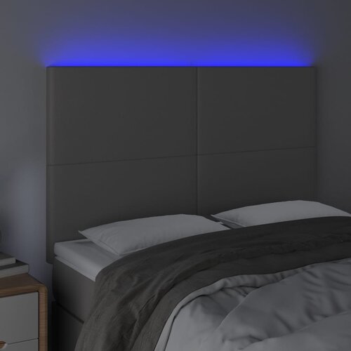  LED uzglavlje sivo 144x5x118/128 cm od umjetne kože Slike