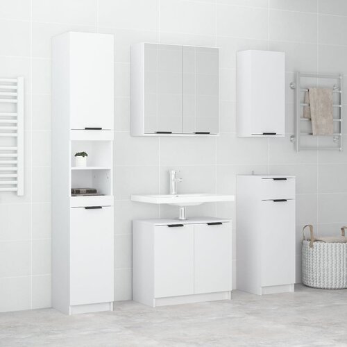  The Living Store Komplet kopalniških omaric 5-delni bel konstruiran les - Komplet Kopalniškega Pohištva, (21444310) Cene