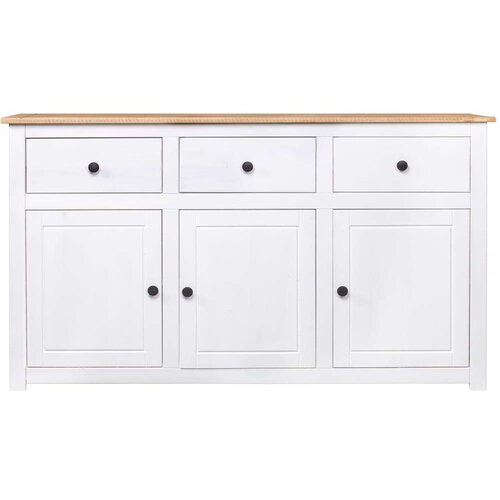 VidaXL Komoda od masivne borovine bijela 135x40x80 cm asortiman Panama Slike