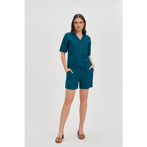 Marisse Green Cotton-Linen Shorts Slike