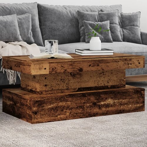 vidaXL Klubska mizica z LED lučkami starinski les 90x50x40 cm Cene