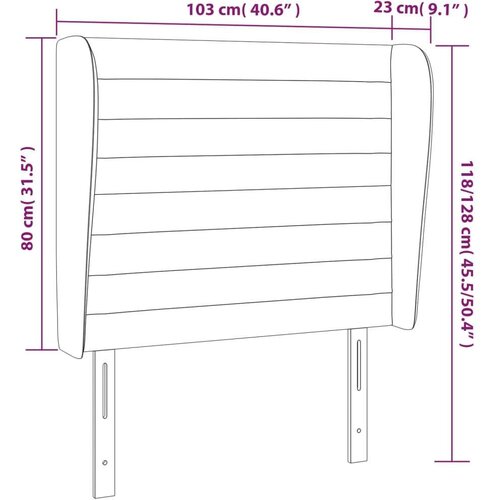  Uzglavlje s u&amp;scaron;ima tamnoplavo 103x23x118/128 cm bar&amp;scaron;unasto Slike