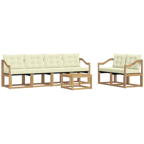 vidaXL Zunanja garnitura za sedenje z blazino 7 pcs Bela in krem, (5000272591) Cene