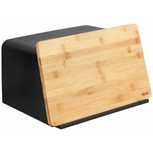 Wenko crna kutija za kruh s poklopcem od bambusa kubo