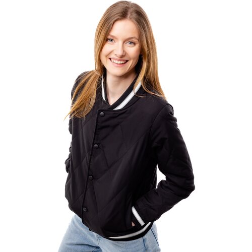 Glano Women&amp;#039;s Quilted Bomber Jacket - Black Slike