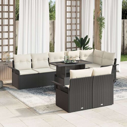  9-dijelni set gredskih sofa s jastučićima Crni Poli Ratan Cijene