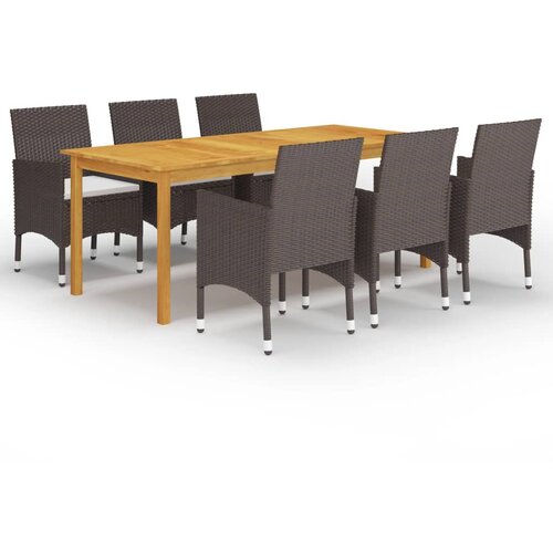 vidaXL 7-dijelni vrtni blagovaonski set s jastucima smeđi Cijene