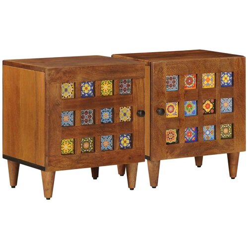 vidaXL Noćni ormar 2 pcs Smeđa 40 x 33 5 x 46 cm Čvrsto drvo manga Cene
