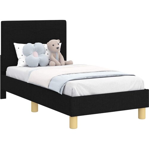  Okvir kreveta za malu djecu s naslonom Crna 70 x 140 cm tkanina Slike