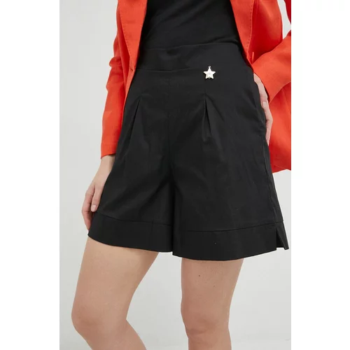 Liu Jo Kratke hlače za žene, boja: crna, s aplikacijom, visoki struk