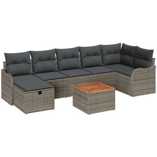 vidaXL 8 komada vrtna sofa set s jastučićima siva poli ratan, 2-sjedala vrtna sofa s jastučićima siva poli ratan Cijene
