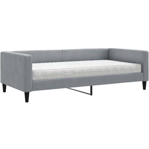  Dnevni krevet s madracem svjetlosivi 100 x 200 cm od tkanine Slike