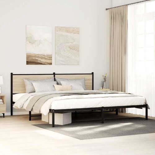 Furnova Kovinski posteljni okvir brez vzmetnice sonoma hrast 193x203 cm, (21938730) Slike