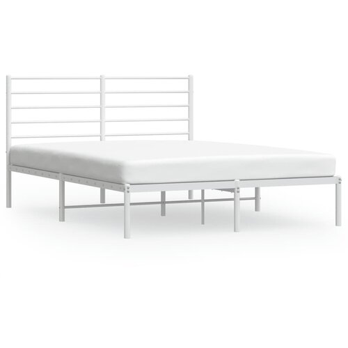 VidaXL Kovinski posteljni okvir z vzglavjem bel 160x200 cm, (20641892) Slike