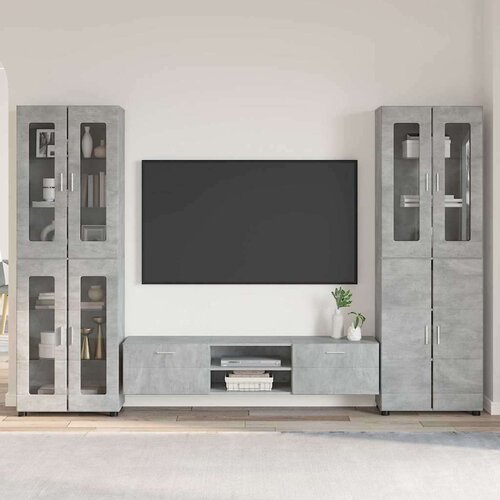  Set TV komoda s ladicama Betonski sivi Konstruirano drvo Slike
