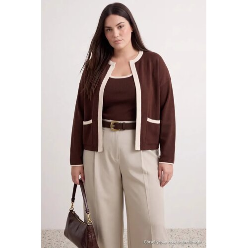Trendyol ženski set bluza-cardigan Tbbaw26Av00050, smeđa Cene